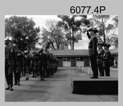CO Handover Parade and Defence Force Service Medal Presentations at the Army Survey Regiment, Fortuna Villa, Bendigo. 1985.
