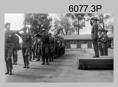 CO Handover Parade at the Army Survey Regiment, Fortuna Villa, Bendigo. 1985.