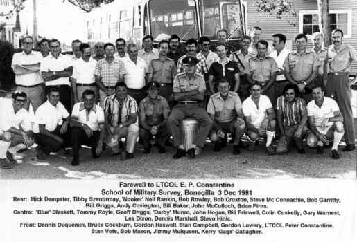 LTCOL Peter Constantine’s Farewell at the School of Military Survey, Bonegilla, VIC. 1981 