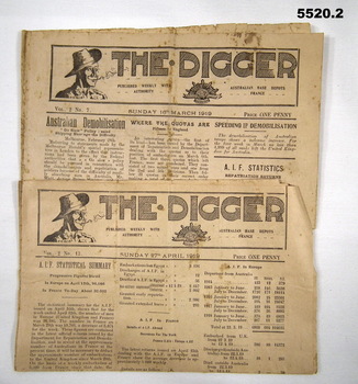 Two copies of "The Digger" Newspaper.