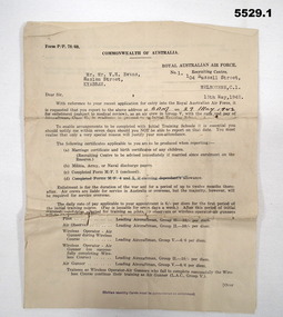 Letter outlining details of initial recruitment.