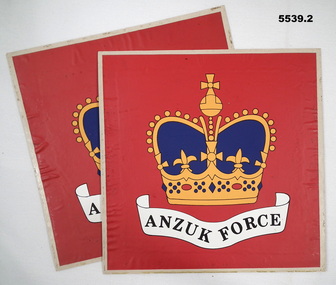 Adhesive backed Army sign with ANZUK Force printed.
