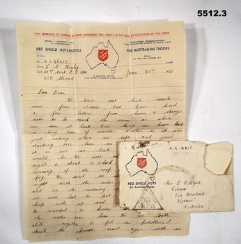 Letter from solder Chris McKinley.