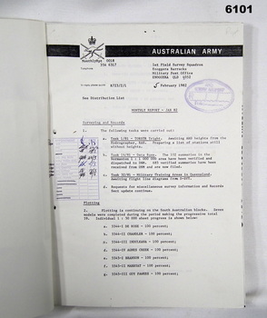 1 Fd Svy Sqn Monthly Report Jan 82 - Jul 82 first page shown