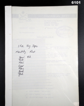 Report on activities 1 Fd Svy Sqn Jan - Jul 82