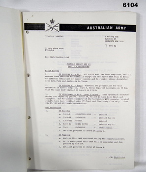A Report of the activities of 2 Fd Svy Sqn Sep 81 - Dec 81 first page shown