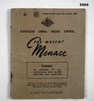 Booklet on Australian Animal Disease Control.