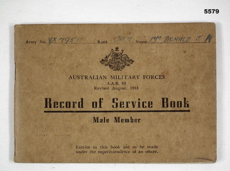 Record of Service Book for male members.