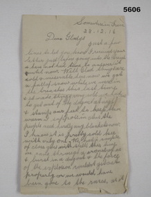 Handwritten letter from France WW1 