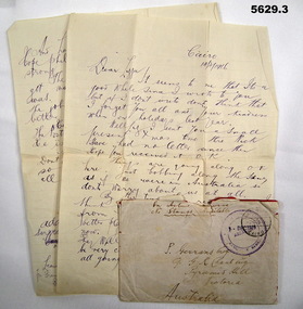 Letter home from Cairo to Pyramid Hill 