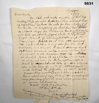 Pre paid letter 1915 Angus MacKay 