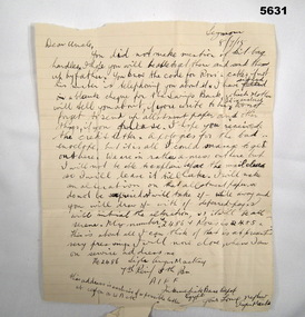 Pre paid letter 1915 Angus MacKay 