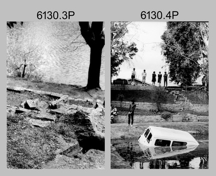 Civilian vehicle removed from lake at Army Survey Regiment, Fortuna, Bendigo 1986.