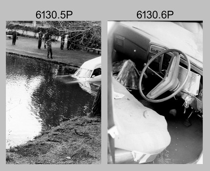 Civilian vehicle removed from lake at Army Survey Regiment, Fortuna, Bendigo 1986.