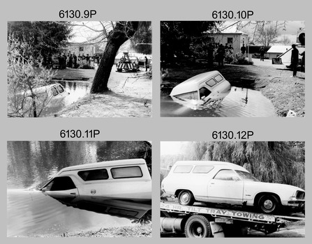 Civilian vehicle removed from lake at Army Survey Regiment, Fortuna, Bendigo 1986.