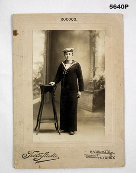 Black and white photograph of a sailor in uniform 