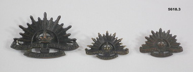 Three Rising sun badges, shoulder and lapel.