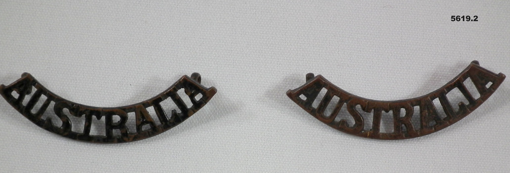 Two "Australia" shoulder badges for uniform.