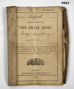 "THE SMALL BOOK", SOLDIERS PAY BOOK SUFFOLK REGIMENT UK 1901 BOER WAR ERA.