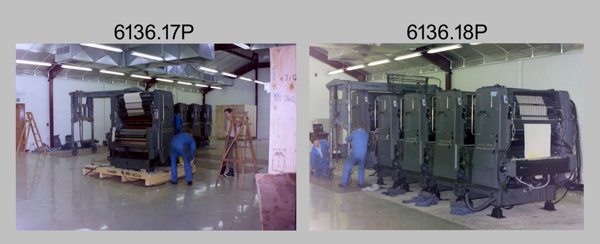 New Heidelberg Speedmaster Printing Press at the Army Survey Regiment, Bendigo. 1990. 