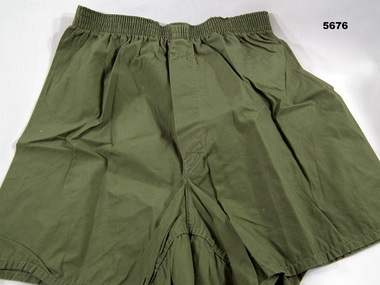 Green cotton Army issue Boxer trunks.