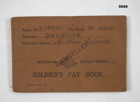 Australian Soldiers Pay Book WW2.
