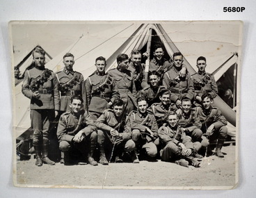 Photo of a group of soldiers at camp.