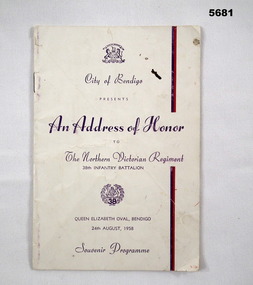 Northern Victorian Regiment 38th Infantry Battalion - "An Address of Honor".