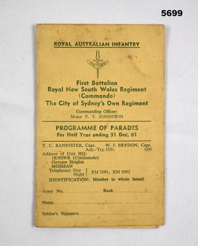 Royal Australian Infantry Program of Parades.