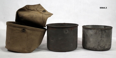 Metal containers in canvas carry bag.