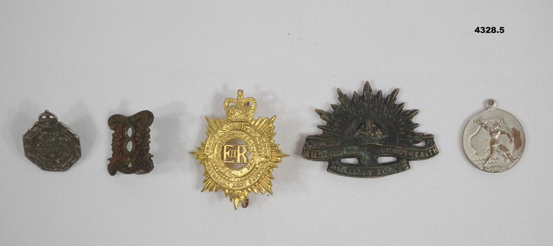 Five various military type badges.