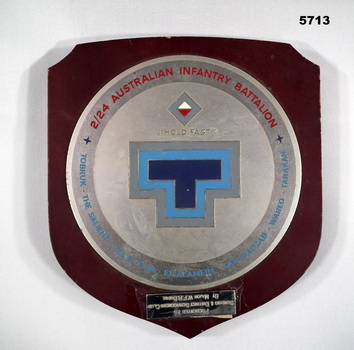 Plaque - metal and wood 2/24 Australian Infantry Battalion.
