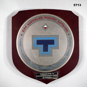 Plaque - metal and wood 2/24 Australian Infantry Battalion.
