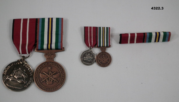 Medals and ribbons re National Service.