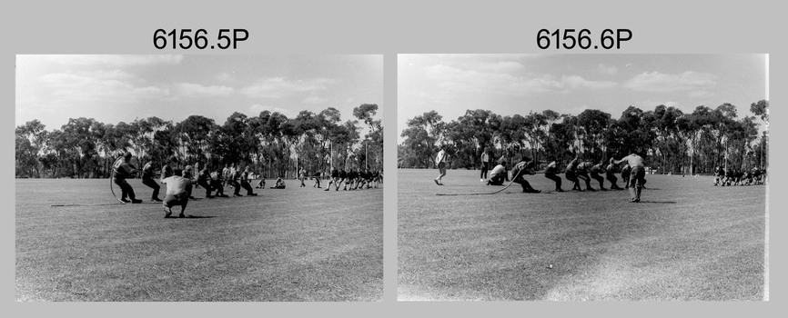 Army Survey Regiment’s Tug-of-War Team competing at Simpson Barracks, Watsonia c1989. 