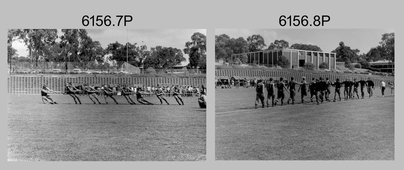 Army Survey Regiment’s Tug-of-War Team competing at Simpson Barracks, Watsonia c1989. 
