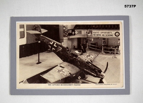 Black and white postcard style photograph of a WW2 German aircraft. 