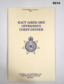 RACT Formal Dinner Programme.