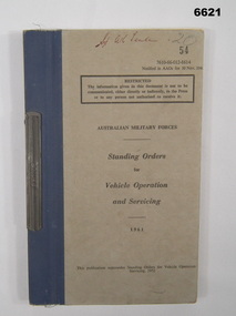 Standing orders - Vehicle Operation and Servicing.