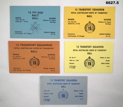 Five Ball tickets for 15 Transport Sqn Annual Ball.