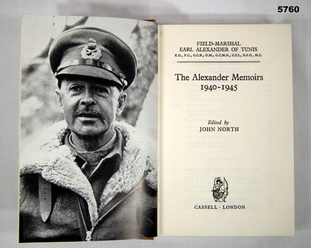 Autobiography of Field Marshall Earl ALEXANDER.