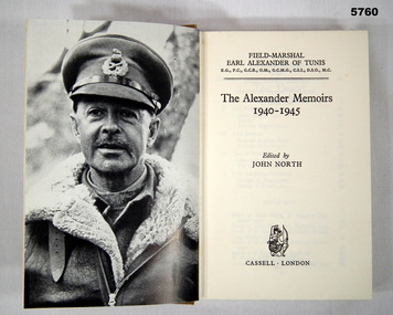 Autobiography of Field Marshall Earl ALEXANDER.