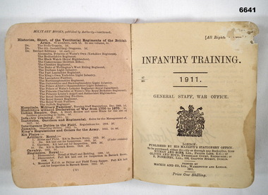 English War Office Infantry Training Book,