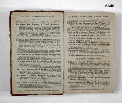 Inside pages from French Conversation book.