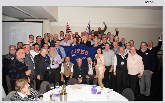 Lithographic Squadron Members and their Flag