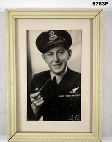 B & W photo framed of a DFC RAAF Airman.