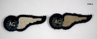 Two uniform RAAF Air Gunner patches.