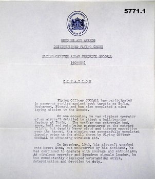 Certificates re the award of the DFC.