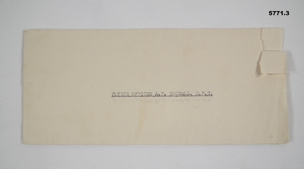 Envelope containing a DFC award WW2