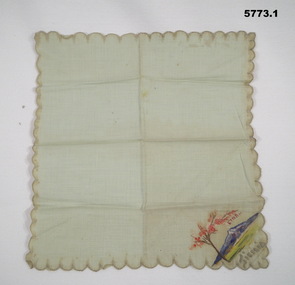 Silk embroidered handkerchief Mt Etna.